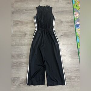 adidas Black Jumpsuit with White Side Stripes